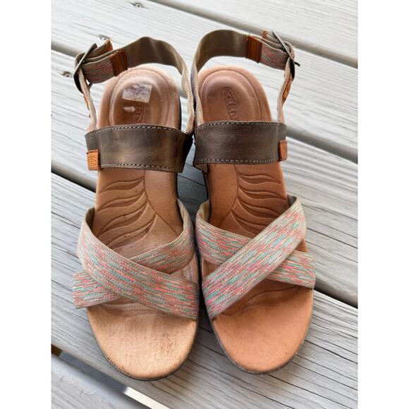 Keen Womens Skyline Wedge Sandals Ankle Strap Buckle Leather Boho Gorpcore - Picture 2 of 8